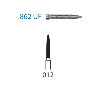 862UF.314.012  KOMET FRESA DIAMANTE LLAMA TURBINA ø 012 GRANO ULTRA FINO 5 ud.