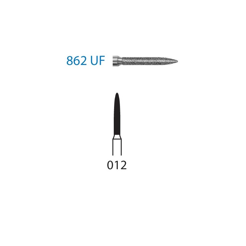 862UF.314.012  KOMET FRESA DIAMANTE LLAMA TURBINA ø 012 GRANO ULTRA FINO 5 ud.