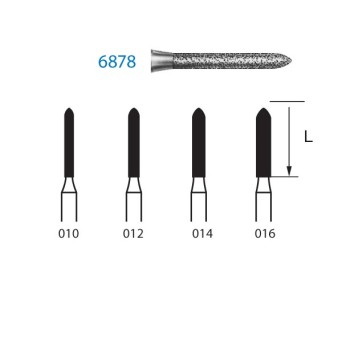 6878.313.014  KOMET FRESA DIAMANTE TORPEDO TURBINA CORTO ø 014 GRANO GRUESO 5 ud.