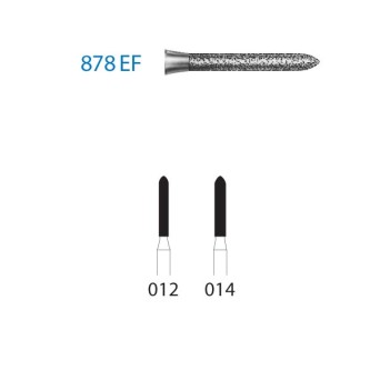 878EF.314.012  KOMET FRESA DIAMANTE TORPEDO TURBINA ø 012 GRANO EXTRA FINO 5 ud.
