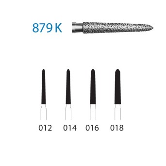 879K.314.016  KOMET FRESA DIAMANTE TORPEDO CONICA TURBINA ø 016 GRANO ESTANDAR 5 ud.