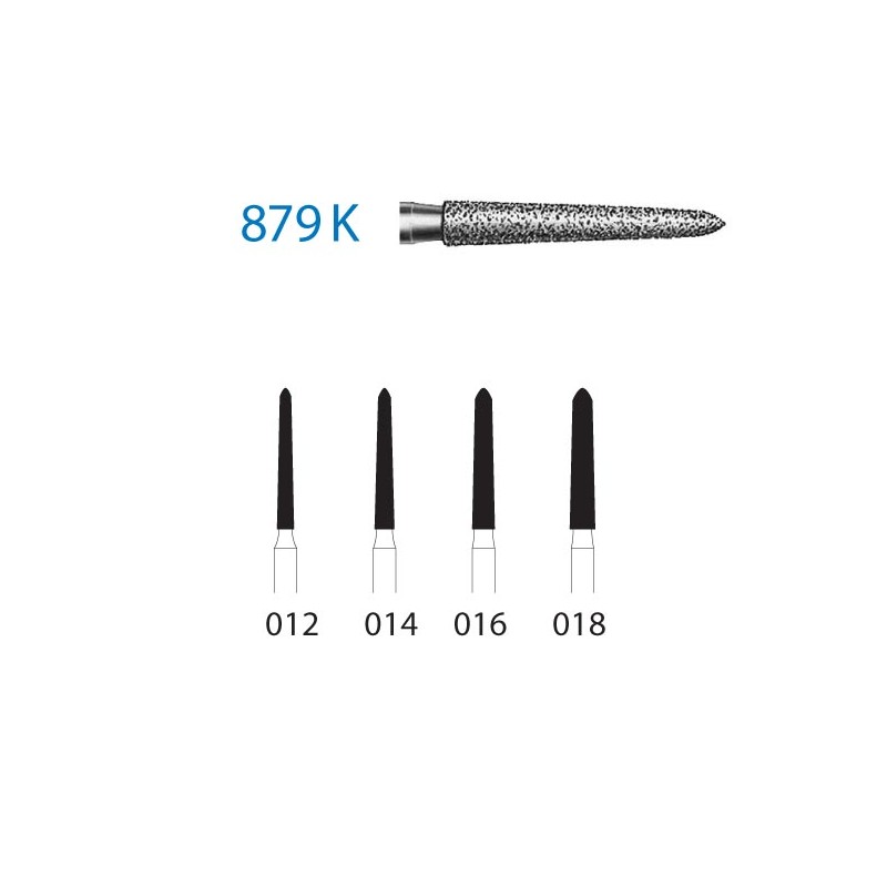 879K.314.016  KOMET FRESA DIAMANTE TORPEDO CONICA TURBINA ø 016 GRANO ESTANDAR 5 ud.