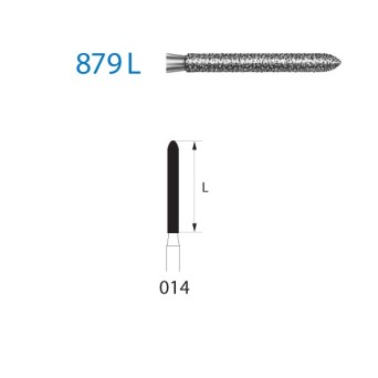 879L.314.014  KOMET FRESA DIAMANTE TORPEDO TURBINA ø 014 GRANO ESTANDAR 5 ud.