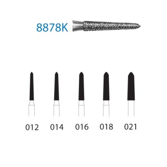 8878K.314.018  KOMET FRESA DIAMANTE TORPEDO CONICA TURBINA ø 018 GRANO FINO 5 ud.