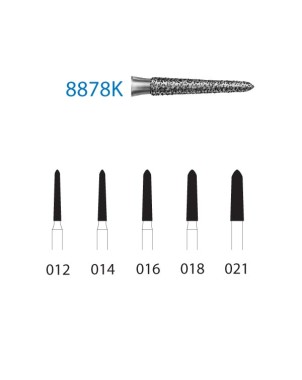 8878K.314.018  KOMET FRESA DIAMANTE TORPEDO CONICA TURBINA ø 018 GRANO FINO 5 ud.