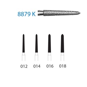 8879K.314.012  KOMET FRESA DIAMANTE TORPEDO CONICA TURBINA ø 012 GRANO FINO 5 ud.