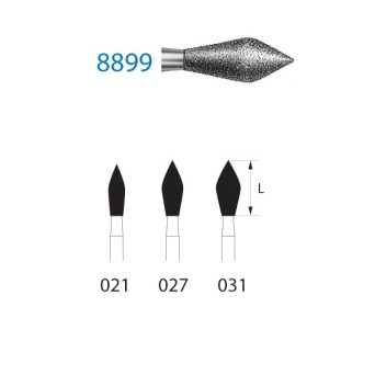 8899.314.031  KOMET FRESA DIAMANTE BARRILETE PUNTA TURBINA ø 031 GRANO FINO 5 ud.