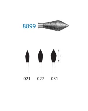 8899.314.031  KOMET FRESA DIAMANTE BARRILETE PUNTA TURBINA ø 031 GRANO FINO 5 ud.