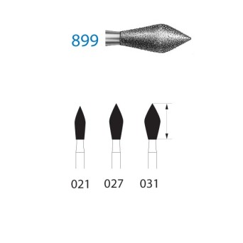 899.314.031  KOMET FRESA DIAMANTE FORMAS ESPECIALES TURBINA ø 031 GRANO ESTANDAR 5 ud.