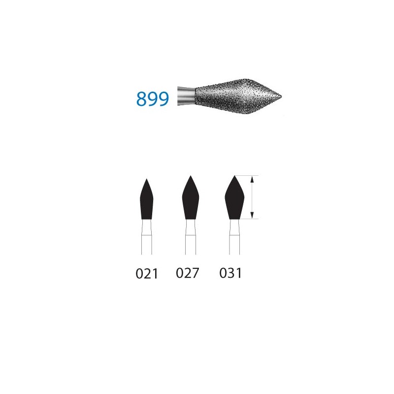 899.314.031  KOMET FRESA DIAMANTE FORMAS ESPECIALES TURBINA ø 031 GRANO ESTANDAR 5 ud.