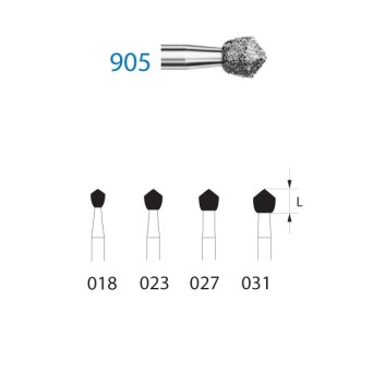 905.313.018  KOMET FRESA DIAMANTE FORMAS ESPECIALES TURBINA CORTO ø 018 GRANO ESTANDAR 5 ud.