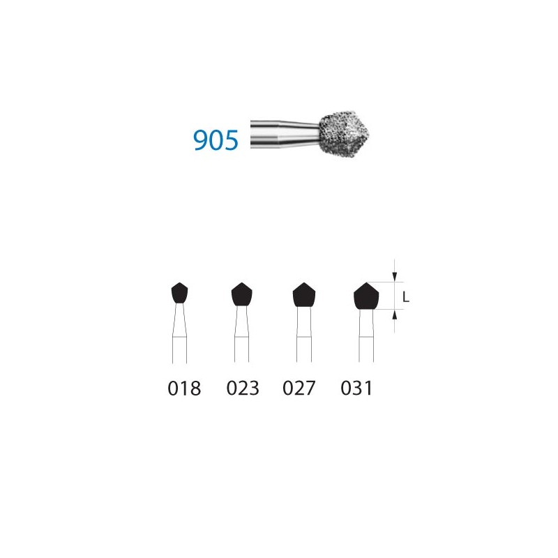 905.313.018  KOMET FRESA DIAMANTE FORMAS ESPECIALES TURBINA CORTO ø 018 GRANO ESTANDAR 5 ud.
