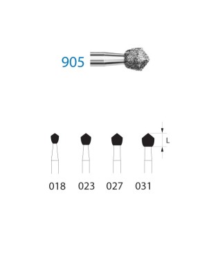 905.313.018  KOMET FRESA DIAMANTE FORMAS ESPECIALES TURBINA CORTO ø 018 GRANO ESTANDAR 5 ud.