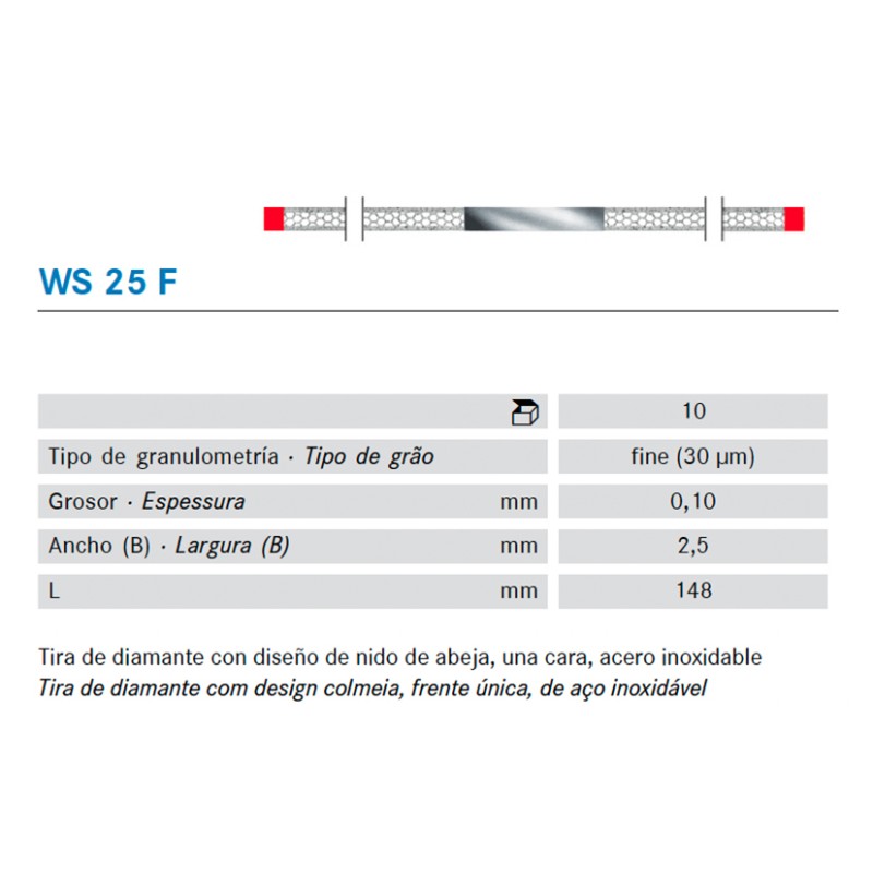 TIRAS PULIR KOMET WS25F.0. KOMET diamante 10 ud