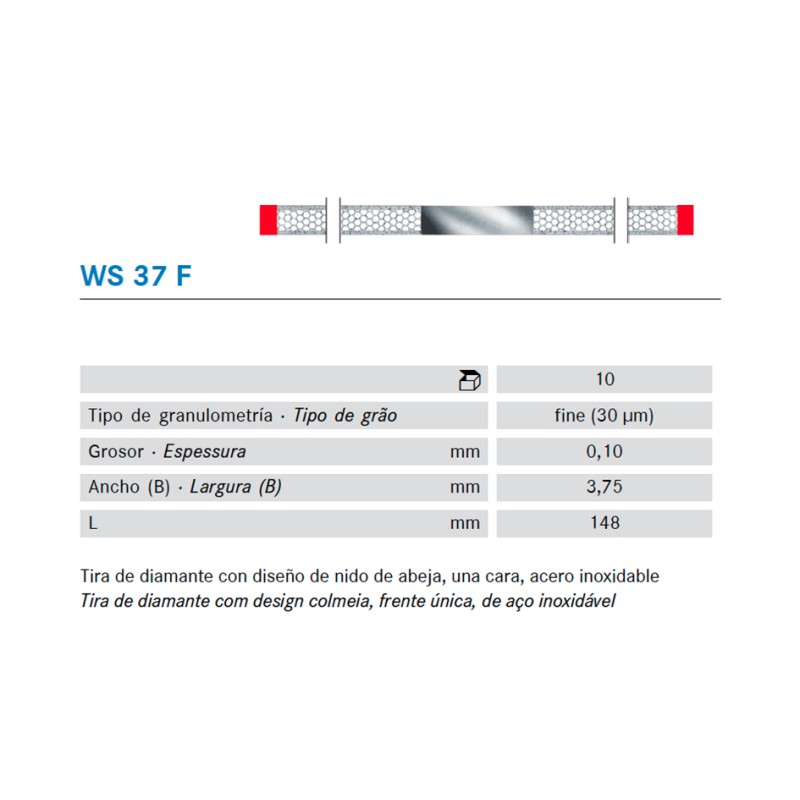 TIRAS PULIR KOMET WS37F.0. KOMET diamante 10 ud