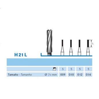 H21L.104.010 KOMET FRESA C. TUNGSTENO CILINDRICA PIEZA DE MANO ø 010 - 5uds