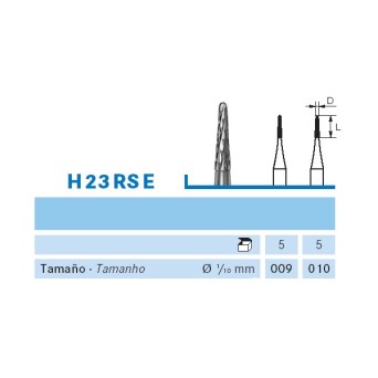 H23RSE.104.010 KOMET FRESA C. TUNGSTENO CONICA REDONDEADA PIEZA DE MANO ø 010 - 5uds