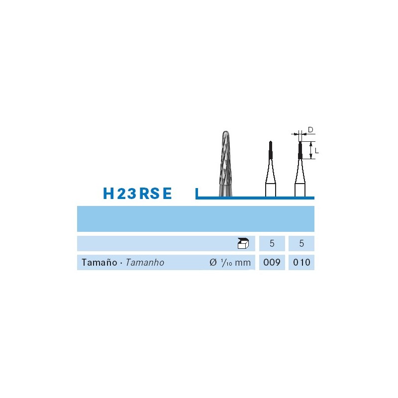H23RSE.104.010 KOMET FRESA C. TUNGSTENO CONICA REDONDEADA PIEZA DE MANO ø 010 - 5uds