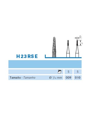 H23RSE.104.010 KOMET FRESA C. TUNGSTENO CONICA REDONDEADA PIEZA DE MANO ø 010 - 5uds