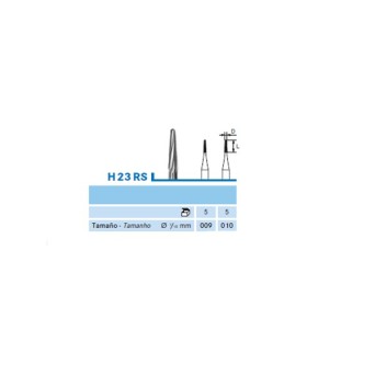 H23RS.314.009 KOMET FRESA C. TUNGSTENO CONICA REDONDEADA TURBINA ø 009 - 5uds