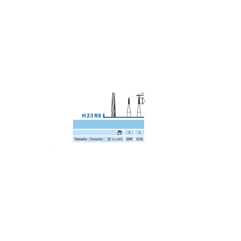 H23RS.314.009 KOMET FRESA C. TUNGSTENO CONICA REDONDEADA TURBINA ø 009 - 5uds