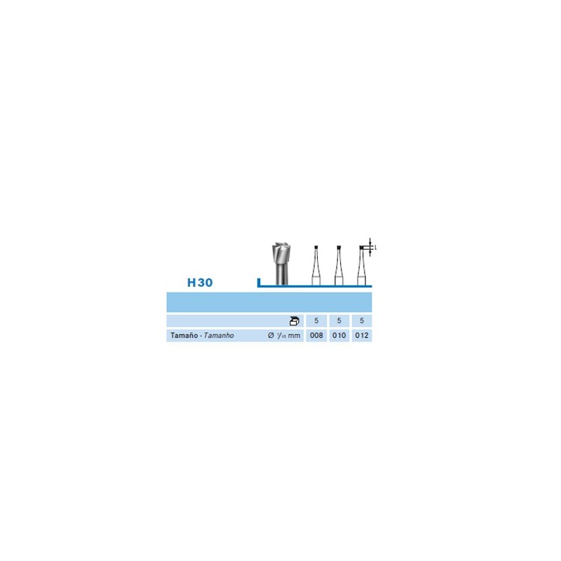 H30.314.012 KOMET FRESA C. TUNGSTENO CONO INVERTIDO TURBINA ø 012 - 5uds