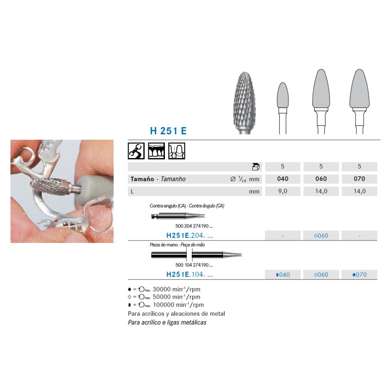 H251E.204.060 KOMET FRESA C. TUNGSTENO BELLOTA CONTRAANGULO ø 060 - 1uds