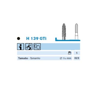 H139GTI.104.023 KOMET FRESA C. TUNGSTENO TORPEDO PIEZA DE MANO ø 023 - 1uds