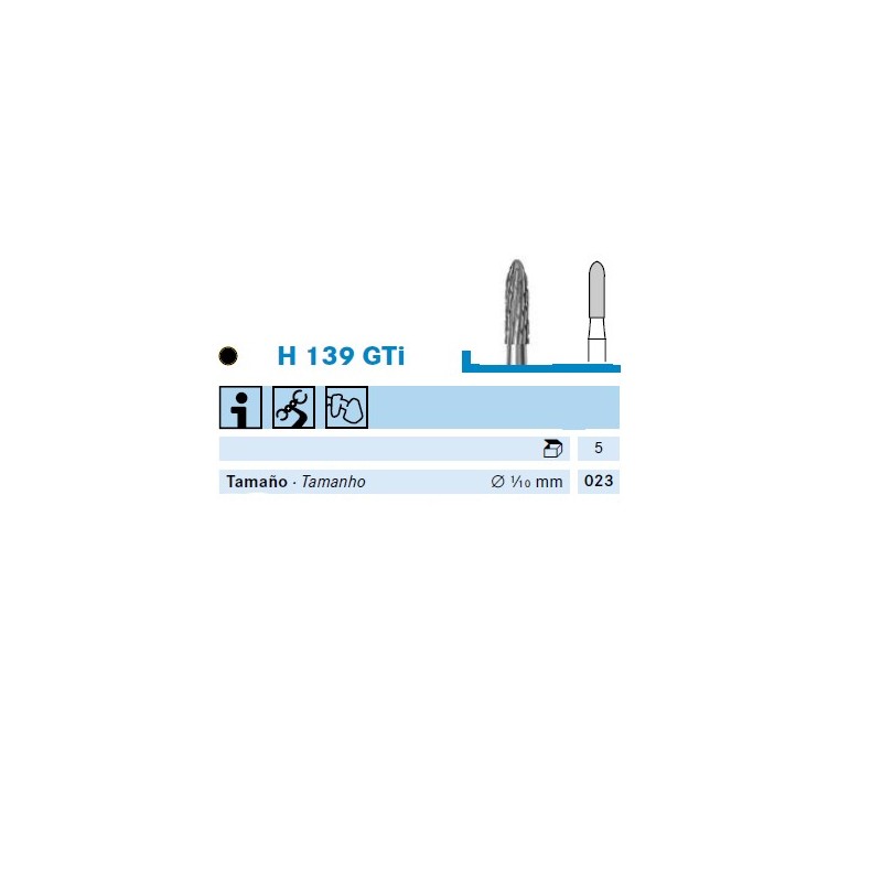H139GTI.104.023 KOMET FRESA C. TUNGSTENO TORPEDO PIEZA DE MANO ø 023 - 1uds