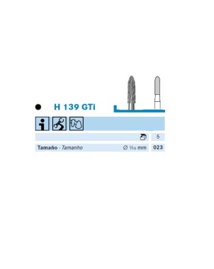 H139GTI.104.023 KOMET FRESA C. TUNGSTENO TORPEDO PIEZA DE MANO ø 023 - 1uds