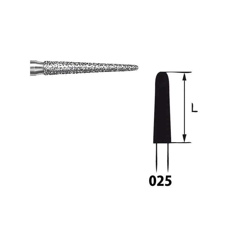 850.104.025 KOMET FRESA DIAMANTE CONICA REDONDEADA PIEZA DE MANO ø 025 - 1uds