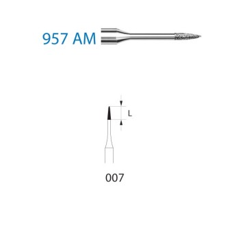 957AM.314.007  KOMET FRESA DIAMANTE LANZA TURBINA ø 007 GRANO ESTANDAR 5 ud.