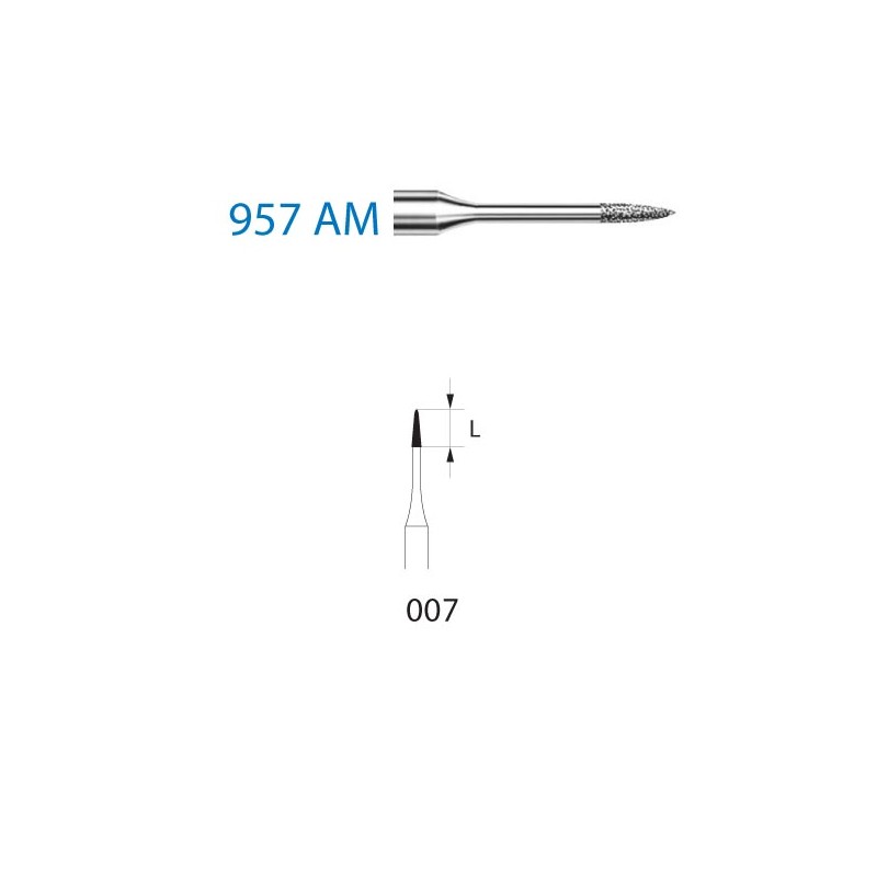 957AM.314.007  KOMET FRESA DIAMANTE LANZA TURBINA ø 007 GRANO ESTANDAR 5 ud.