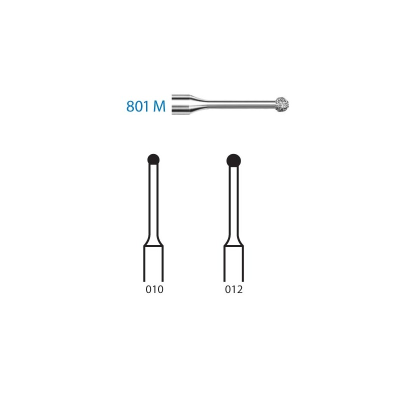 801M.314.012  KOMET FRESA DIAMANTE BOLA TURBINA ø 012 GRANO ESTANDAR 5 ud.