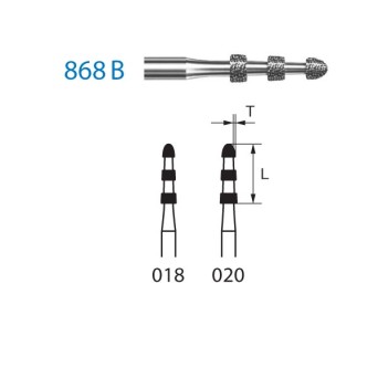868B.314.020  KOMET FRESA DIAMANTE FORMAS ESPECIALES TURBINA ø 020 GRANO ESTANDAR 5 ud.