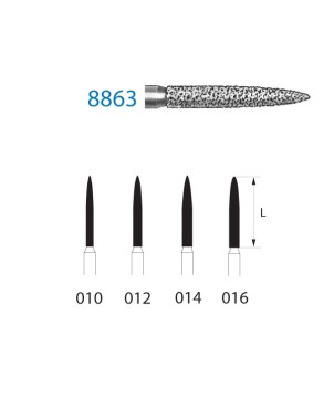 8863.314.010  KOMET FRESA DIAMANTE LLAMA TURBINA ø 010 GRANO FINO 5 ud.