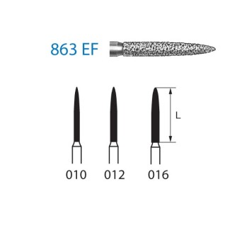 863EF.314.010  KOMET FRESA DIAMANTE LLAMA TURBINA ø 010 GRANO EXTRA FINO 5 ud.