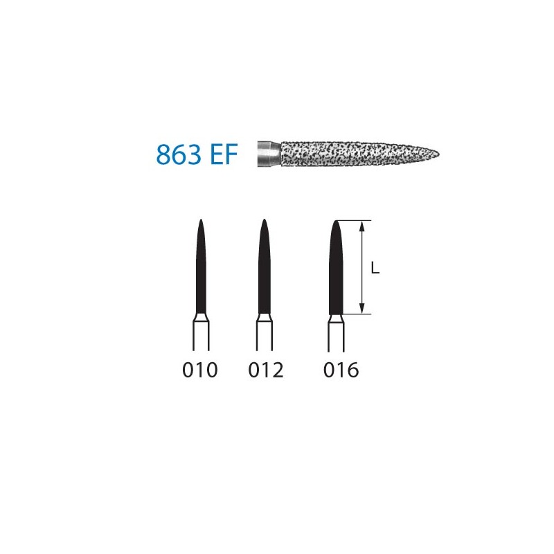 863EF.314.010  KOMET FRESA DIAMANTE LLAMA TURBINA ø 010 GRANO EXTRA FINO 5 ud.