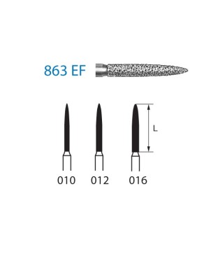 863EF.314.010  KOMET FRESA DIAMANTE LLAMA TURBINA ø 010 GRANO EXTRA FINO 5 ud.