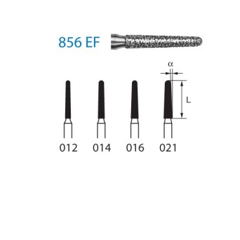 856EF.314.021  KOMET FRESA DIAMANTE CONICA REDONDEADA TURBINA ø 021 GRANO EXTRA FINO 5 ud.
