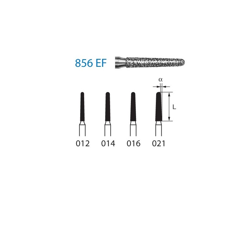 856EF.314.021  KOMET FRESA DIAMANTE CONICA REDONDEADA TURBINA ø 021 GRANO EXTRA FINO 5 ud.