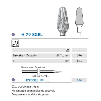 H79SGEL.104.070 KOMET FRESA C. TUNGSTENO CONICA REDONDEADA PIEZA DE MANO ø 070 - 1uds