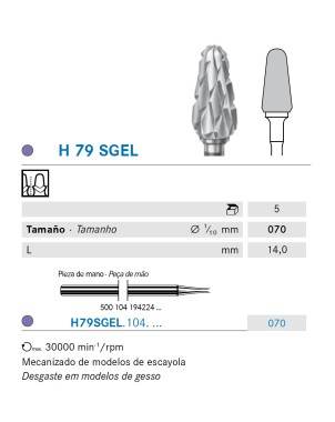 H79SGEL.104.070 KOMET FRESA C. TUNGSTENO CONICA REDONDEADA PIEZA DE MANO ø 070 - 1uds