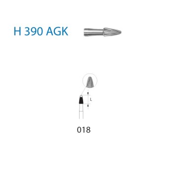 H390AGK.314.018  KOMET FRESA C. TUNGSTENO GRANADA TURBINA ø 018  5 ud.