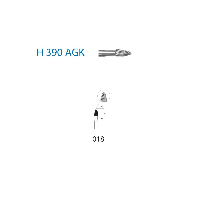 H390AGK.314.018  KOMET FRESA C. TUNGSTENO GRANADA TURBINA ø 018  5 ud.