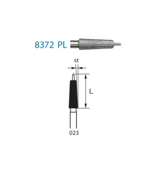 8372PL.314.023  KOMET FRESA DIAMANTE CILINDRICA REDONDA PUNTA GUÍA TURBINA ø 023 GRANO FINO 5 ud.