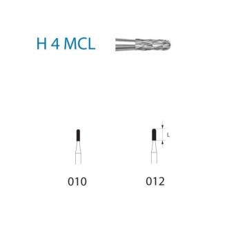 H4MCL.314.010  KOMET FRESA C. TUNGSTENO CILINDRICA REDONDEADA TURBINA ø 010  5 ud.