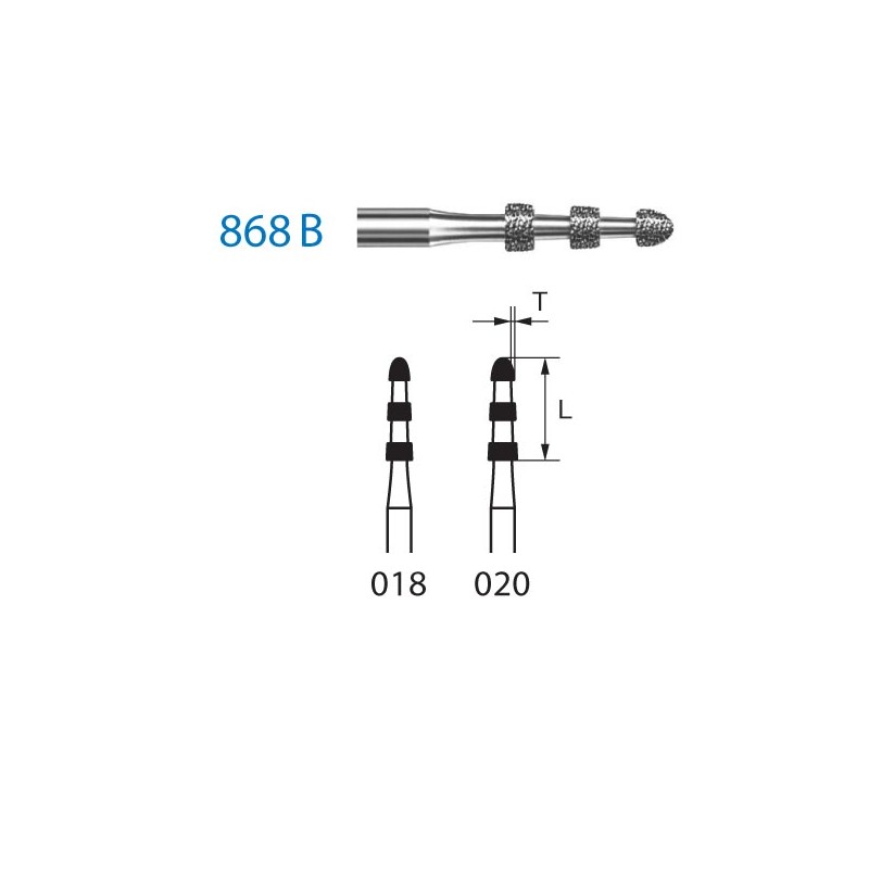 868B.314.018  KOMET FRESA DIAMANTE FORMAS ESPECIALES TURBINA ø 018 GRANO ESTANDAR 5 ud.