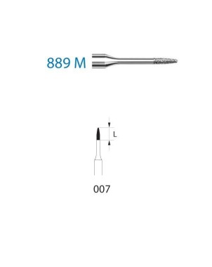 889M.313.007  KOMET FRESA DIAMANTE LLAMA TURBINA CORTO ø 007 GRANO ESTANDAR 5 ud.
