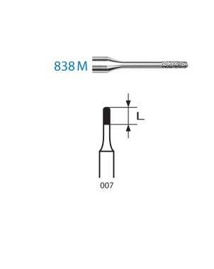838M.313.007  KOMET FRESA DIAMANTE CILINDRICA REDONDEADA TURBINA CORTO ø 007 GRANO ESTANDAR 5 ud.